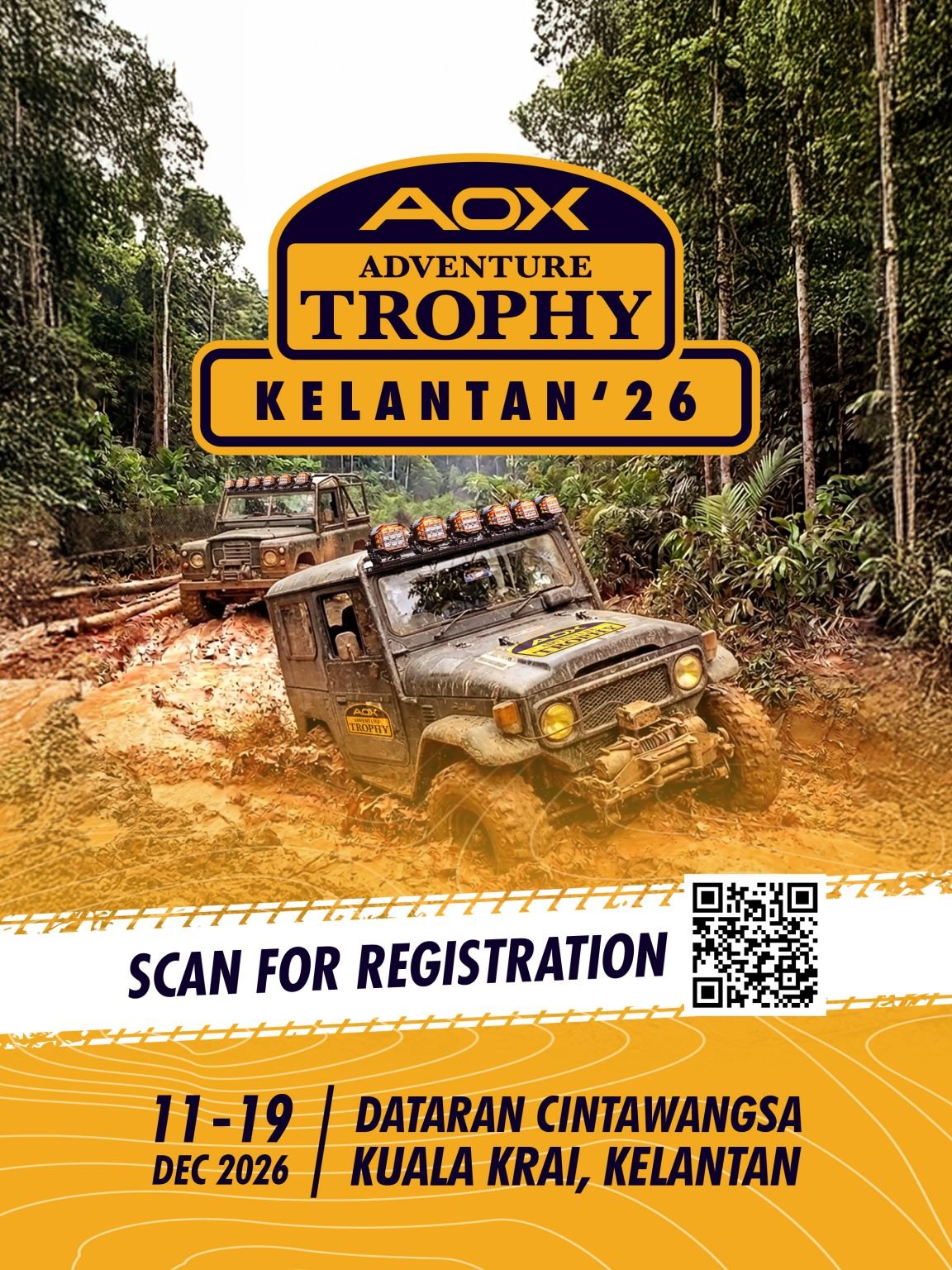 AOX Adventure Trophy Kelantan 26 official poster, 11 to 19 December 2026, Dataran Cintawangsa, Kuala Krai